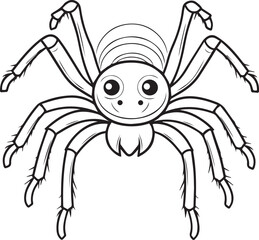 Cute  outline spider Line art coloring book page design