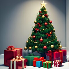 Obraz na płótnie Canvas Christmas tree and gifts home 