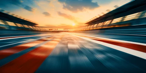 Foto op Aluminium F1 race track circuit road with motion blur and grandstand stadium for Formula One racing © Summit Art Creations