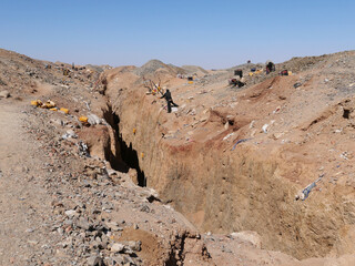 Artisanal miners digging for gold in the Inchiri desert, Mauritania. Safety conditions for workers are often awful.