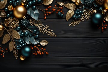 christmas decoration on wooden background