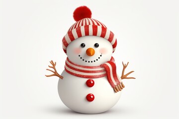 Cheerful Snowman with Striped Hat Welcoming the Festive Season