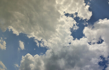 Beautiful blue sky background template with some space for input text message below isolated on blue