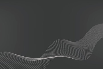 Fototapeta premium Abstract black gradient vector background with grey wavy lines