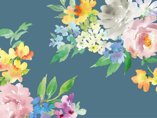 水彩で描いた草花の背景イラスト