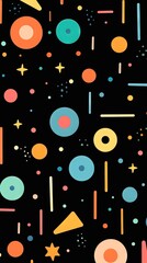 Obraz premium A fun, adorable children's cartoon abstract minimalist doodle drawing with lines and geometric shapes. Trendy colorful simple background, wallpaper texture design for kids, vector. Generative AI, AI