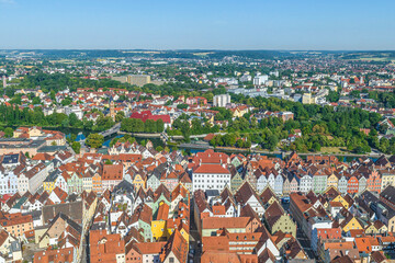 Blick über die Landshuter Altstadt und die Stadtresidenz zur Mühleninsel