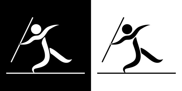 Pictogrammes repr&eacute;sentant la comp&eacute;tition du lancer du javelot, une des disciplines des sports d&rsquo;athl&eacute;tisme.