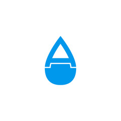 blue water drop with letter a