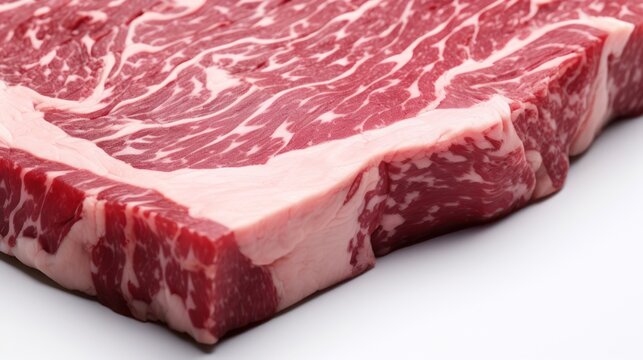 Irisan daging sapi segar berkualitas itnggi, ribeye close up view.