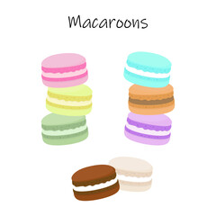 colorful macaroons isolated on white