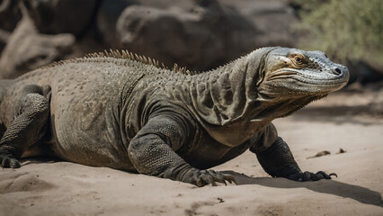 Fototapeta premium island land iguana , komodo dragon , nature wildlife photography