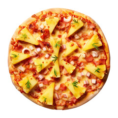 pizza hawaii with pineapple isolated on transparent background Remove png, Clipping Path