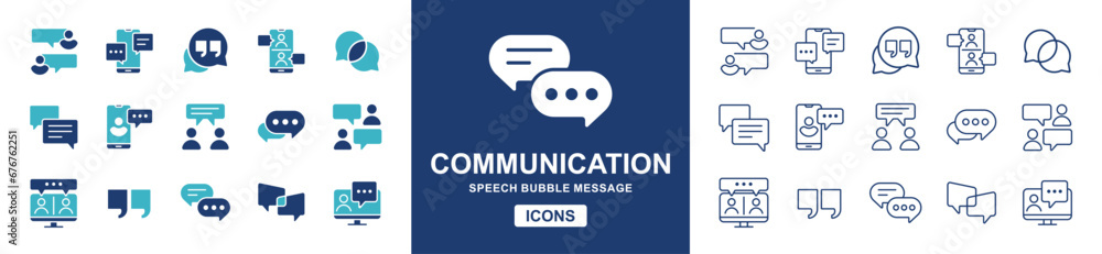 Aufkleber bubble speak communication icon set. social discussion message box chatting dialogue vector illustra