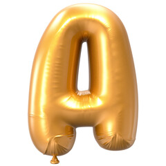 A Balloon Font Gold 3D Rendering