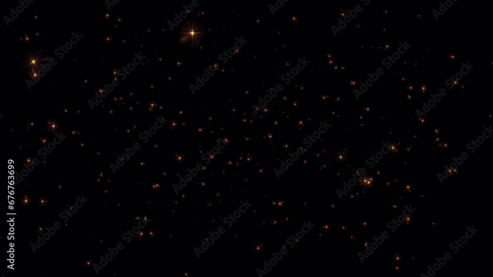 Poster loop flickering glittering gold star particles pattern moving animation on black abstract background