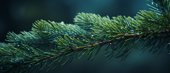 Fototapeta na wymiar A Captivating Macro View of a Fir Tree Branch, Illuminating the Delicate Details and Sublime Elegance of the Evergreen Wonder