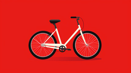 icon of a modern bicycle on red background