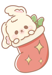 Kawaii Bunny Christmas Collection hand drawn illustration