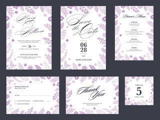 Wedding Invitation Card Template Layout With Event Details In Beige Color.