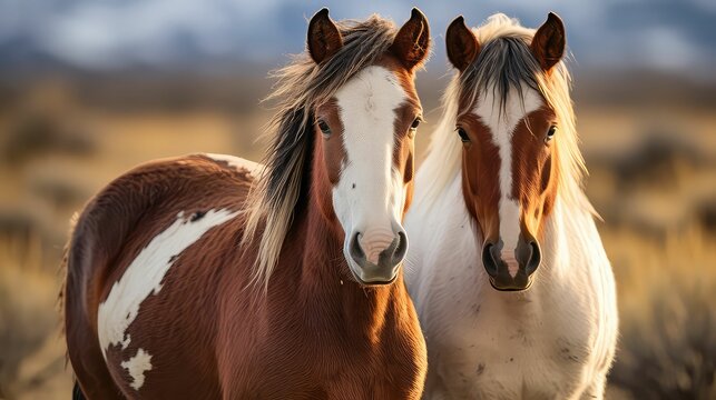 An AI illustration of the two horses are facing in opposite directions in this photo