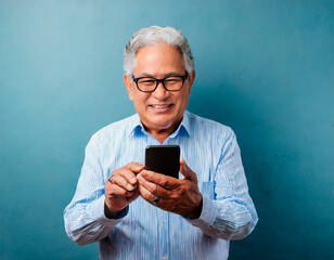 Anciano Descubriendo la Tecnología del Smartphone sonriendo