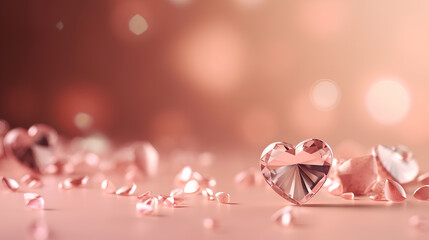 Abstract background with crystal hearts. Valentine's day background with copy spase