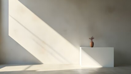 Light and shadow on the wall with podium