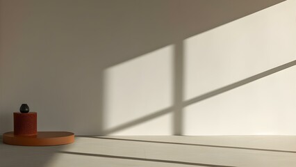 Light and shadow on the wall with podium