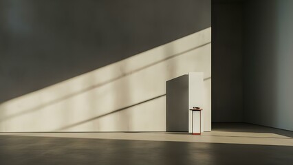 Light and shadow on the wall with podium