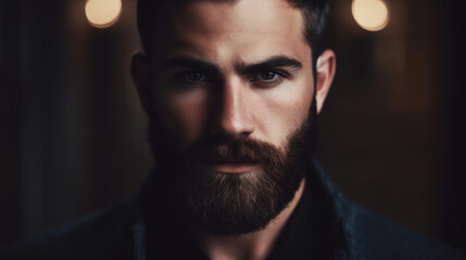 Fototapeta premium Good looking bearded man with long beard.
