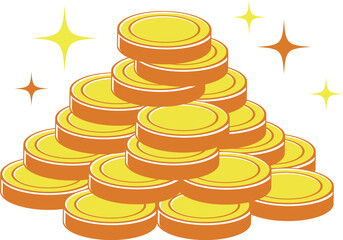 積みあげたコインの山イラスト