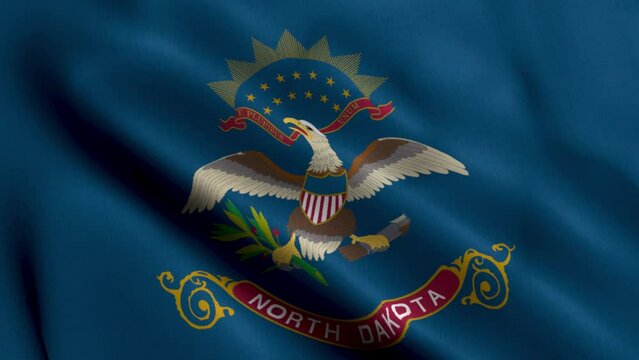 North Dakota State Flag. Waving Fabric Satin Texture National Flag of North Dakota 3D Illustration. Real Texture Flag of the State of North Dakota in the United States of America. USA. High Detailed F
