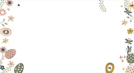 Frame made of elements for Easter. Traditional Easter elements. Vector illustration. Traditional easter ornament. Happy easter. Hand-drawn. Vector illustration.