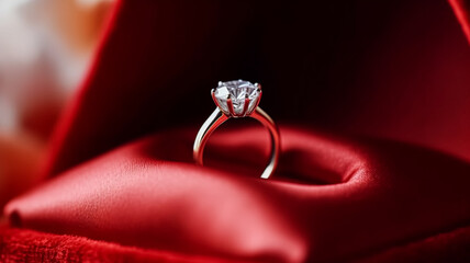 Jewellery, proposal and holiday gift, diamond engagement ring as symbol of love, romance and commitment
