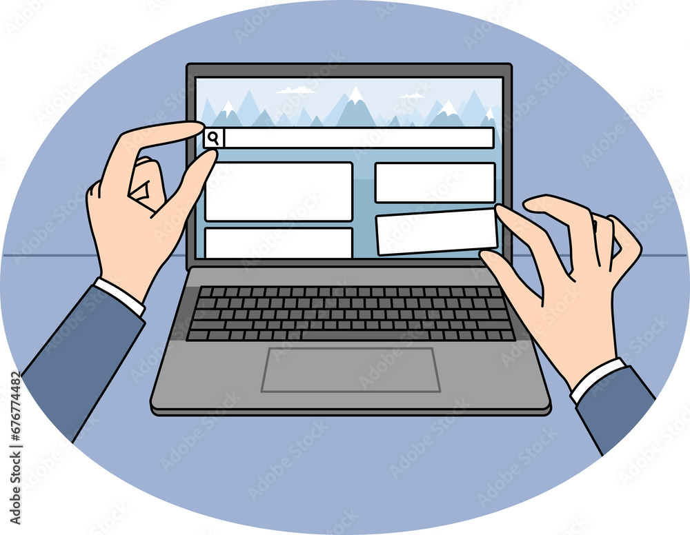 Poster web designer create website on laptop