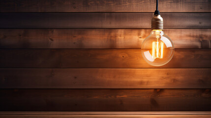 Light bulb on wooden background Space for your task