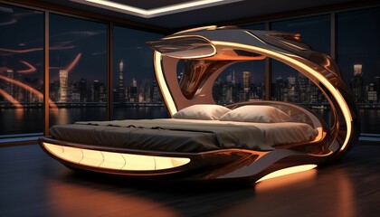 Fototapeta premium AI generated illustration of A stylishly designed bed.