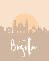 City poster of Bogota with building silhouettes at sunset