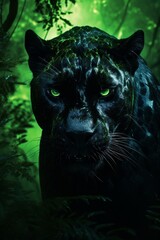 black panther in a green nature