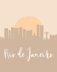 City poster of Rio de Janeiro with building silhouettes at sunset