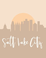 City poster of Salt Lake City with building silhouettes at sunset