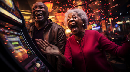 Candid photo of an elderly woman is very happy, he won a Prize in the lottery 