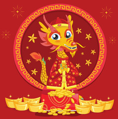 Fototapeta premium happy chinese new year 2024, year of the dragon, happy new year illustration for posters, cards, calendars, signs, banners, websites, public relations and other designs