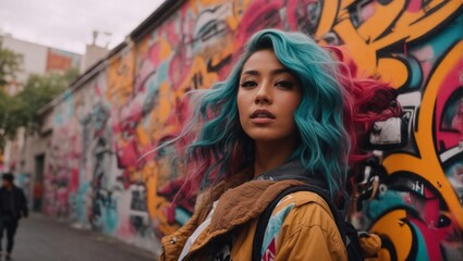 Obraz premium woman with graffiti