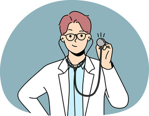 Smiling male doctor with stethoscope