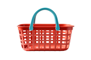  Shopping basket isolated, colorful set. 3D Illustration isolated on PNG Background. Generative Ai.