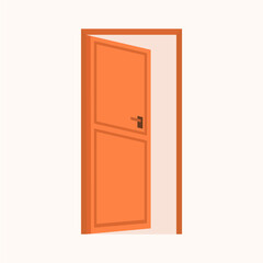 Opened Wood Door Vector Illustration