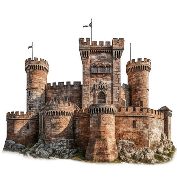 Medieval Castle, transparent background, isolated image, generative AI
