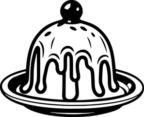 outline illustration of pudding for coloring page
